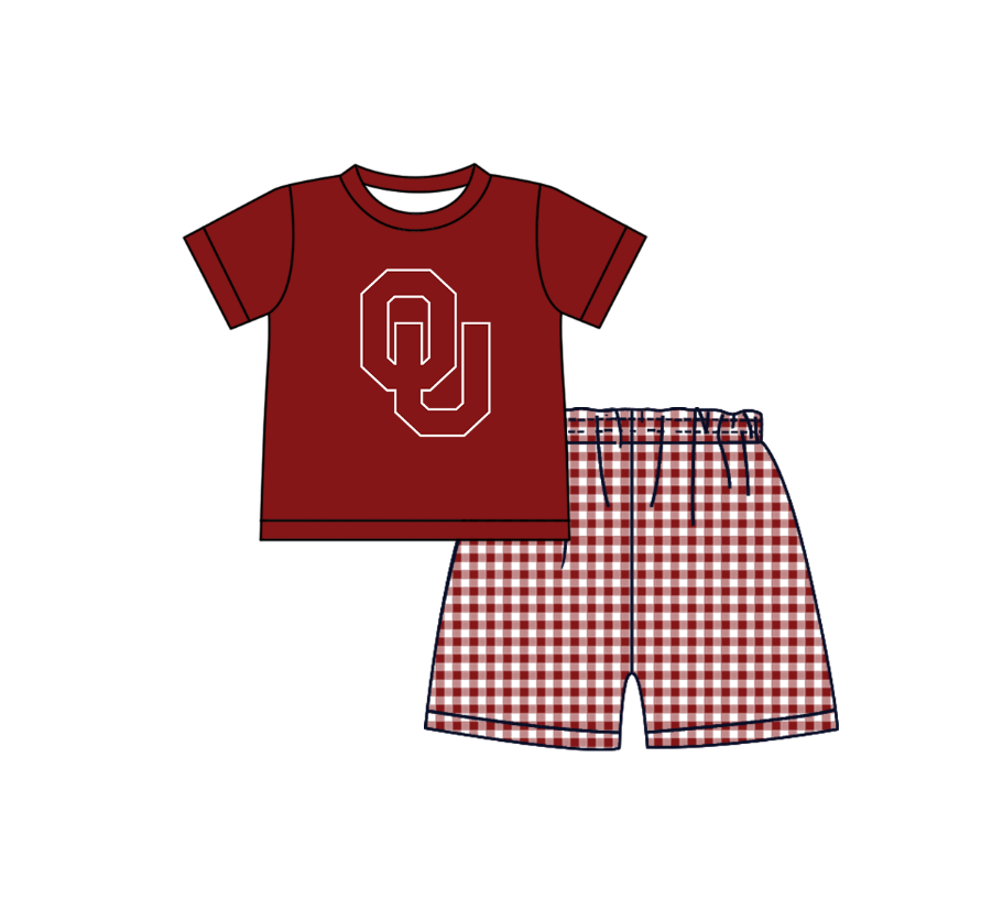 Custom Moq 3 Football Team Maroon Short Sleeve Shorts Boys Set