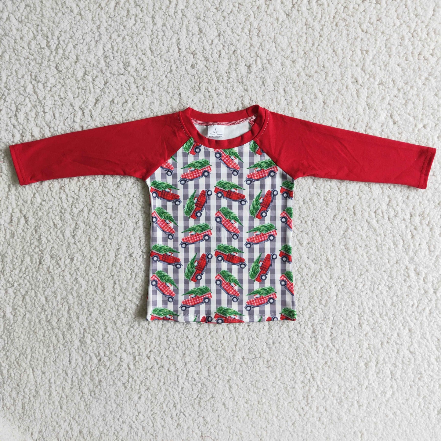 6 B4-15 Christmas tree truck red long sleeve kids top