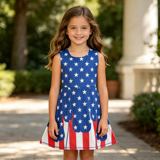 GSD3813 Yoga July 4th Star Skorts Girls  Dress