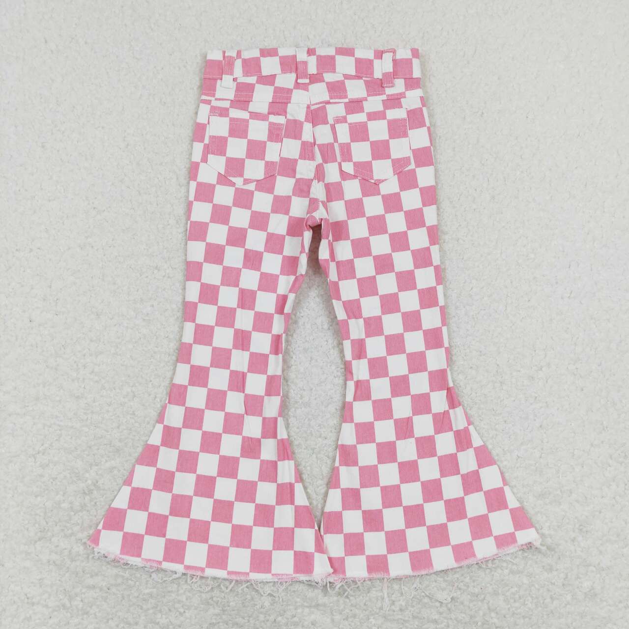 P0348 Pink checkered girls denim pants