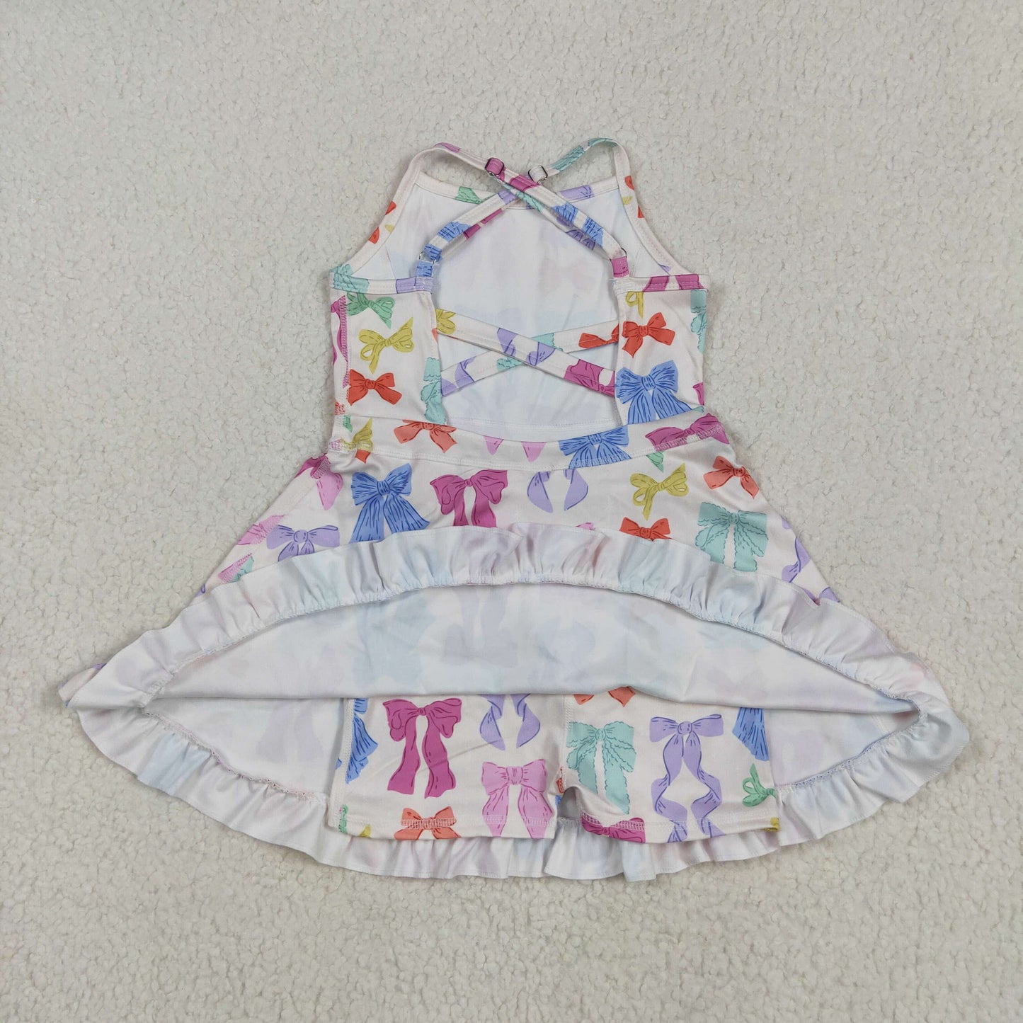 GSD2291 yoga colorful bows girls dress with shorts