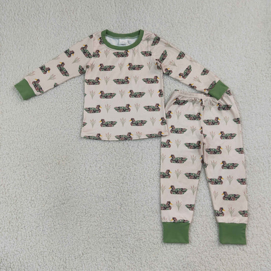 BLP1482 Hunting Mallard Duck Camo Long Sleeve Pants Boys Pajamas