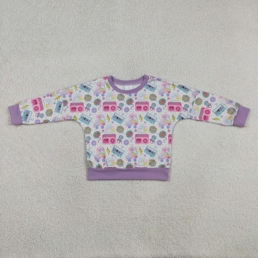 GT1491 Cartoon Skateboard Shoes Purple Long Sleeve Girls Top