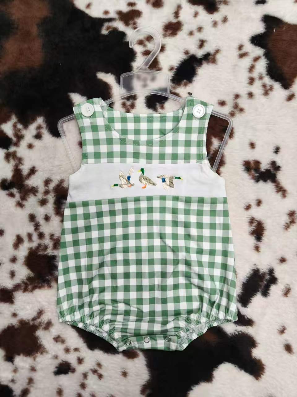 Embroidery Hunting Style Boys Romper RTS Sibling Clothes