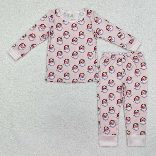 bamboo GLP1833 Christmas Santa pink long sleeve pants girls pajamas