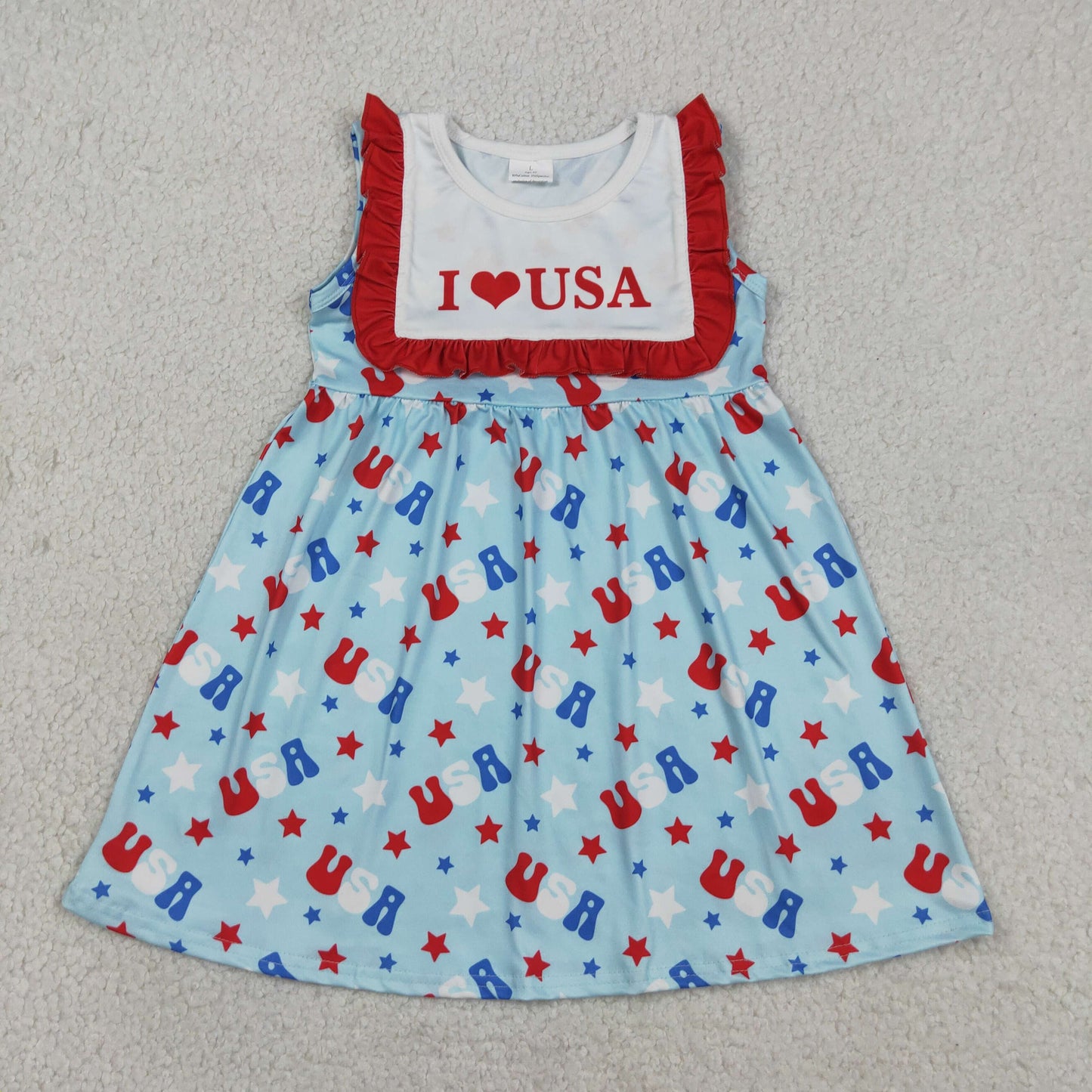 GSD4002 July 4th I Love USA Sleeveless Girls Dress