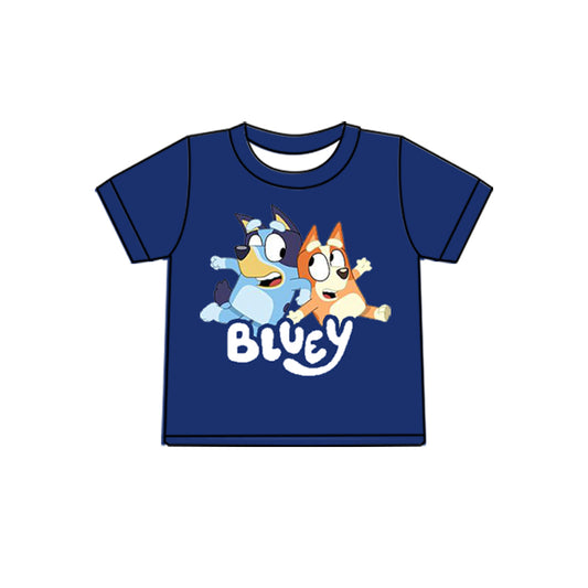 custom Cartoon dog navy short sleeve t-shirt