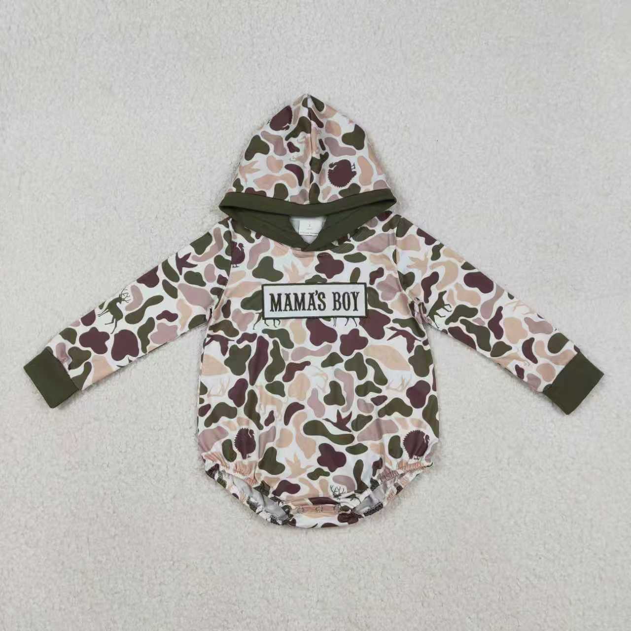 Embroidery Mama's Boy Camo Romper/Set RTS Sibling Clothes