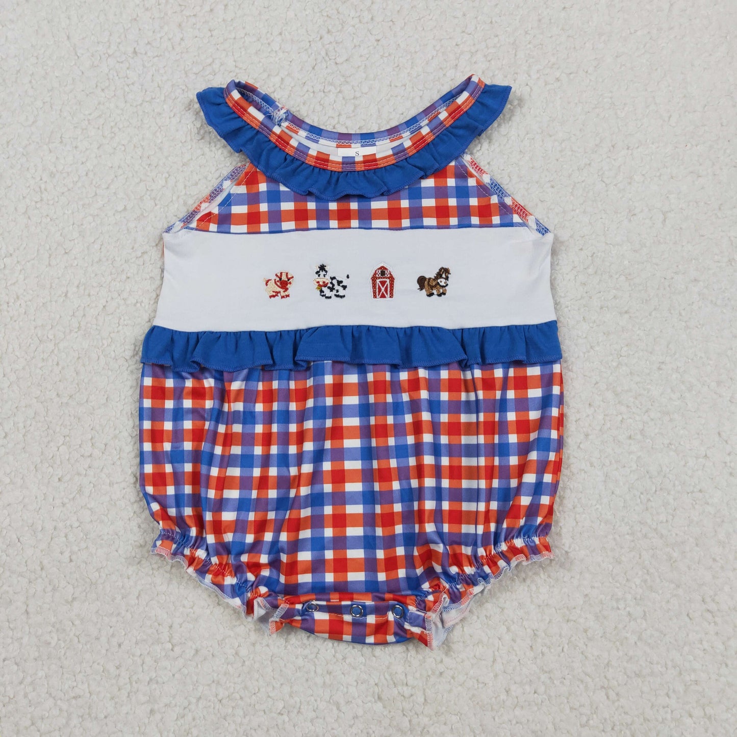 Embroidery SR3835 July 4th Farm Pig Girls Romper