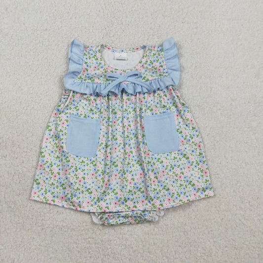 SR3752 Colorful Flowers Floral Sleeveless Girls Romper
