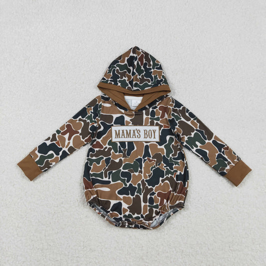 Embroidery LR2796 hunting camo mama's boy hoodie long sleeve boys romper