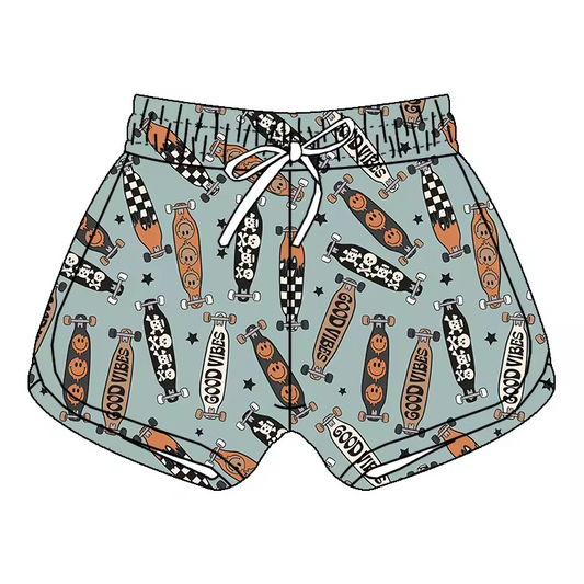custom style skaters smile blue girls shorts