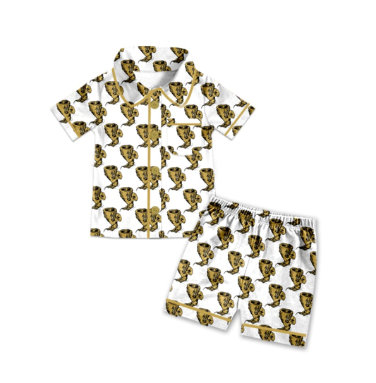 custom moq 3 football item short sleeve shorts girls pajamas