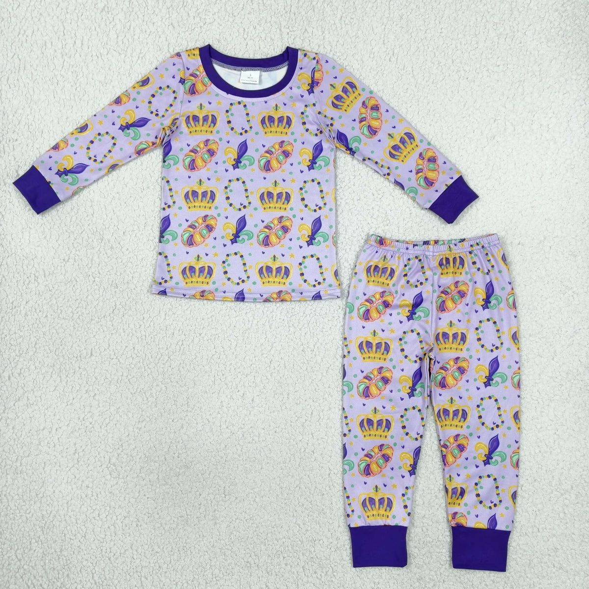 BLP1610 Mardi Gras Purple Long Sleeve Pants Boys Pajamas