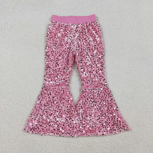 D5-27 Hop Pink  Sequin Bell-bottom Hot Sale Kids Pants