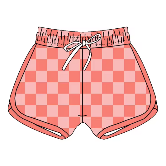custom style pink checkered girls short