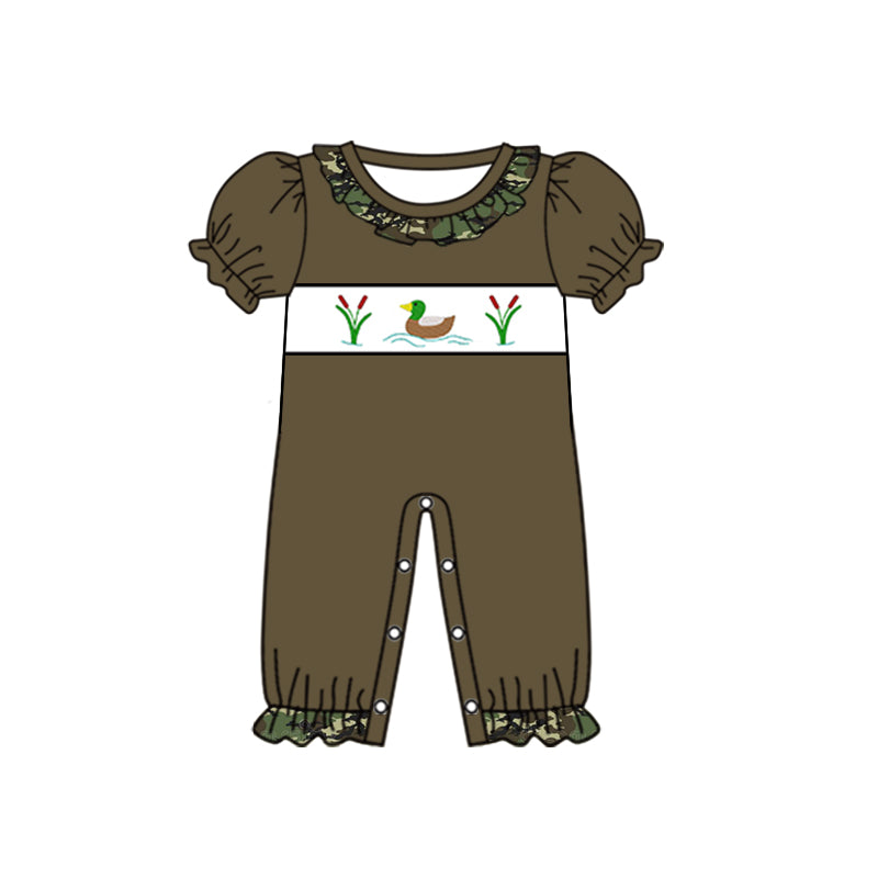 preorder SR0582 Hunting Mallard brown short sleeve girls romper