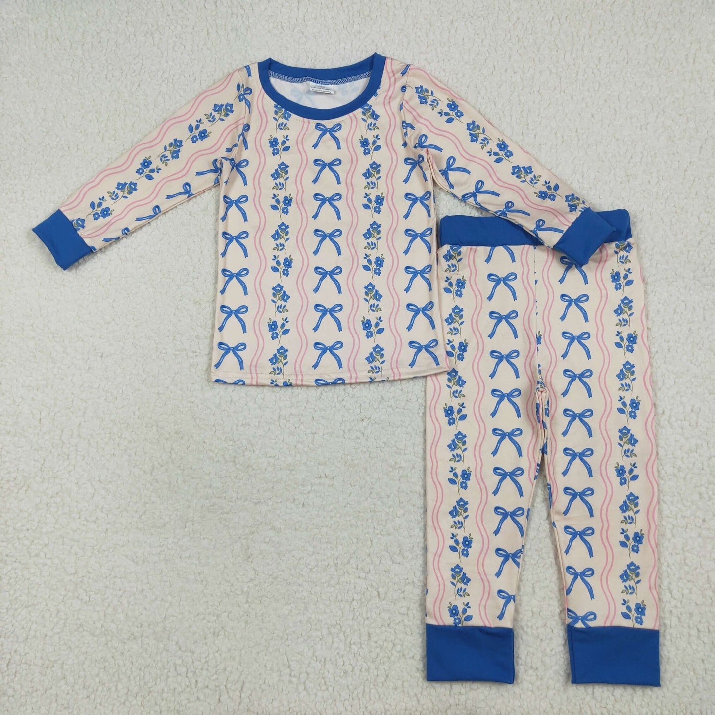 blue bows style pajamas/romper RTS Sibling Clothes