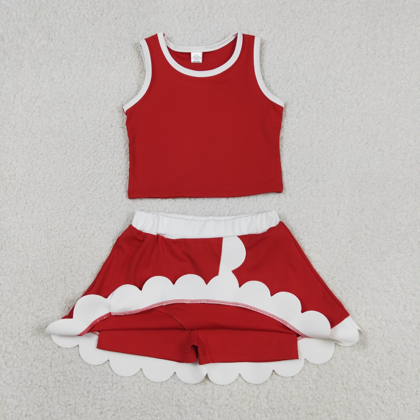 GSD4016 Yoga Red Sleeveless Skorts Girls Set