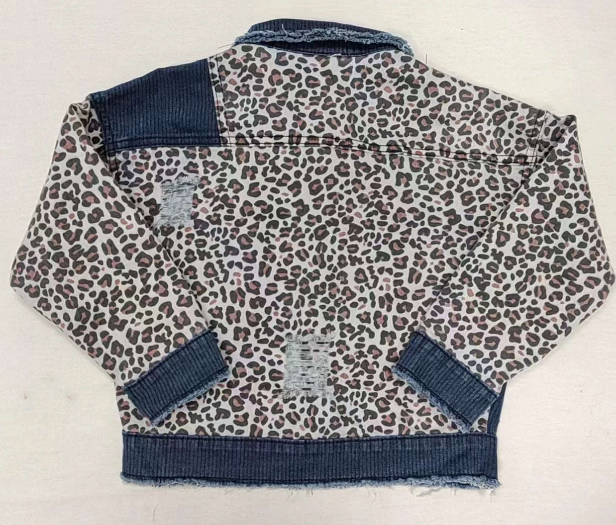 preorder GT0203 Leopard Blue Denim Kids Jacket