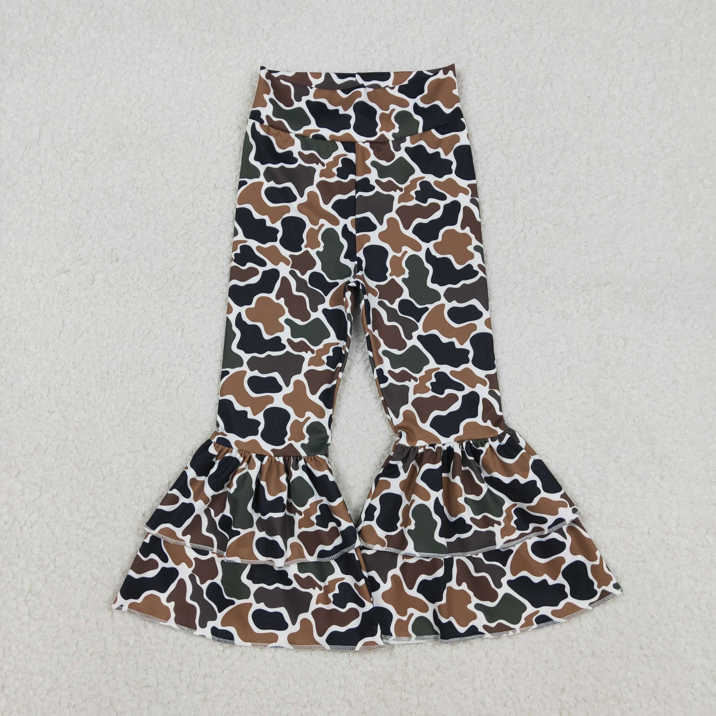 P0887 yoga brown camo bell-bottom pants girls pants