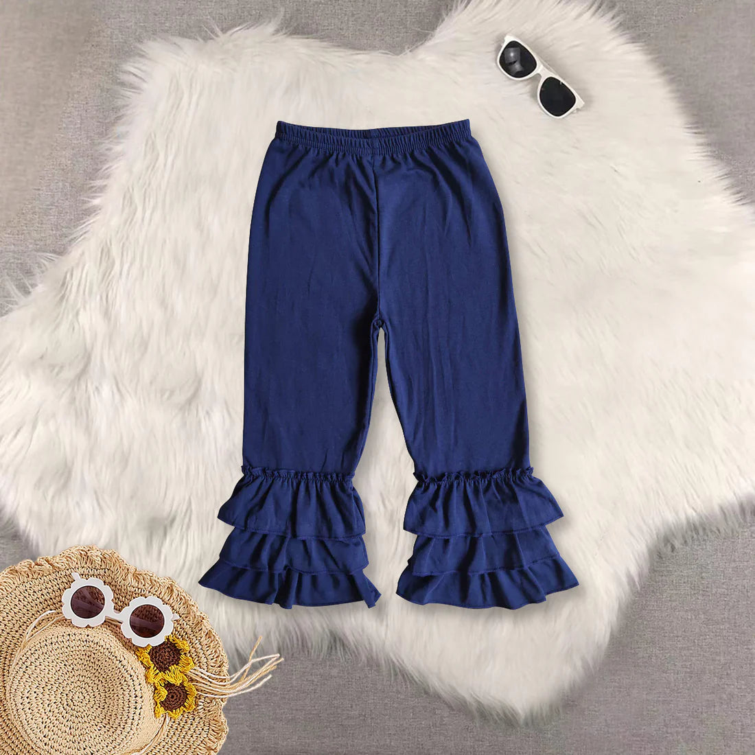 cotton solid color ruffles girls pants RTS Sibling Clothes