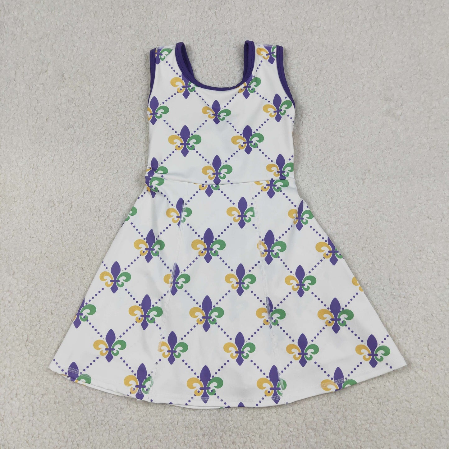 GSD2944 yoga Mardi Gras purple sleeveelss skorts girls dress