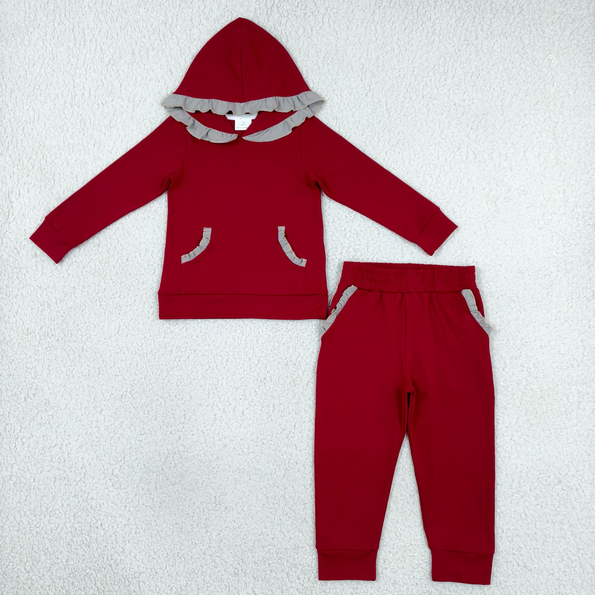 GLP3565 Red Hoodie long Sleeve Pants Girls Set