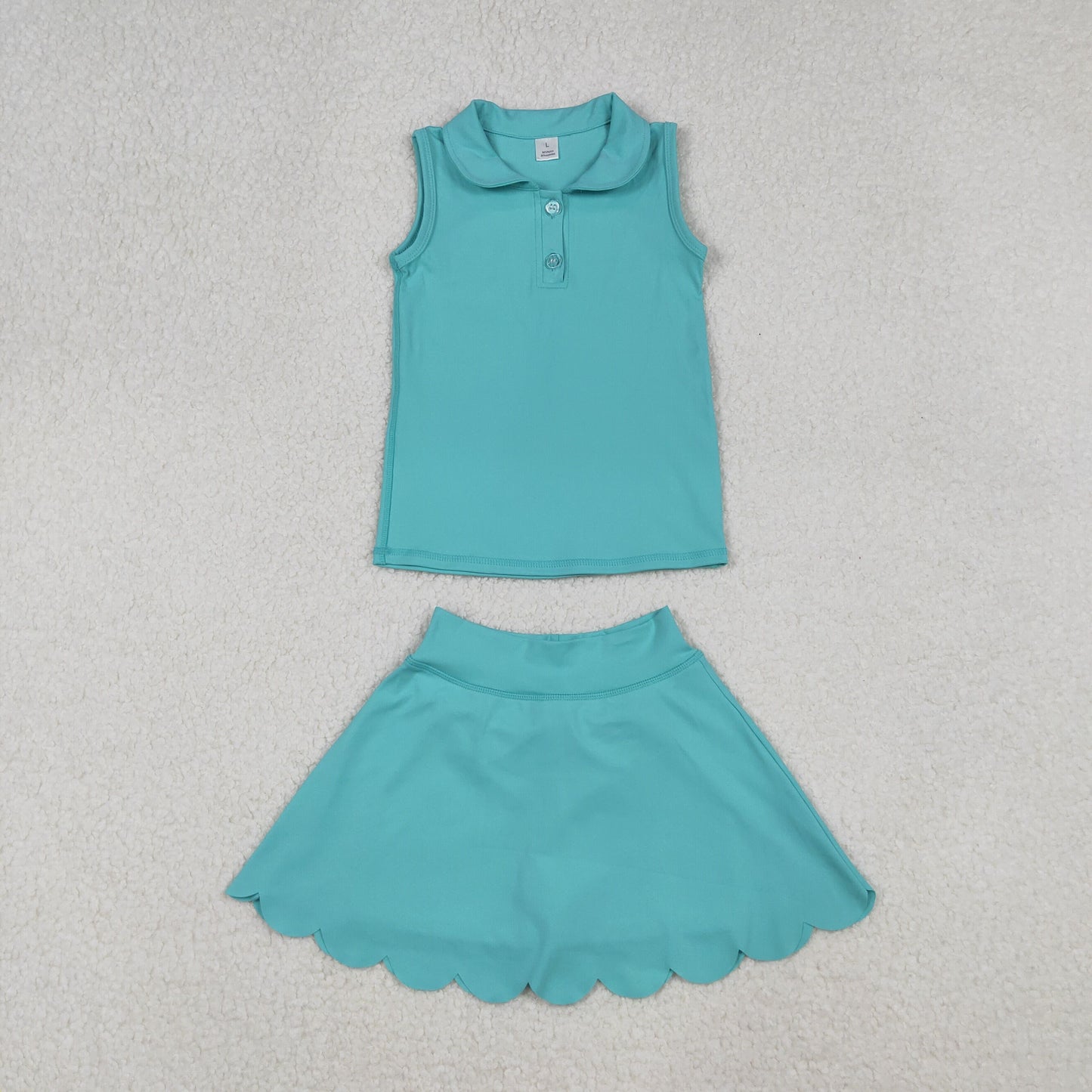 GSD2349  yoga light blue sleeveless skorts girls set