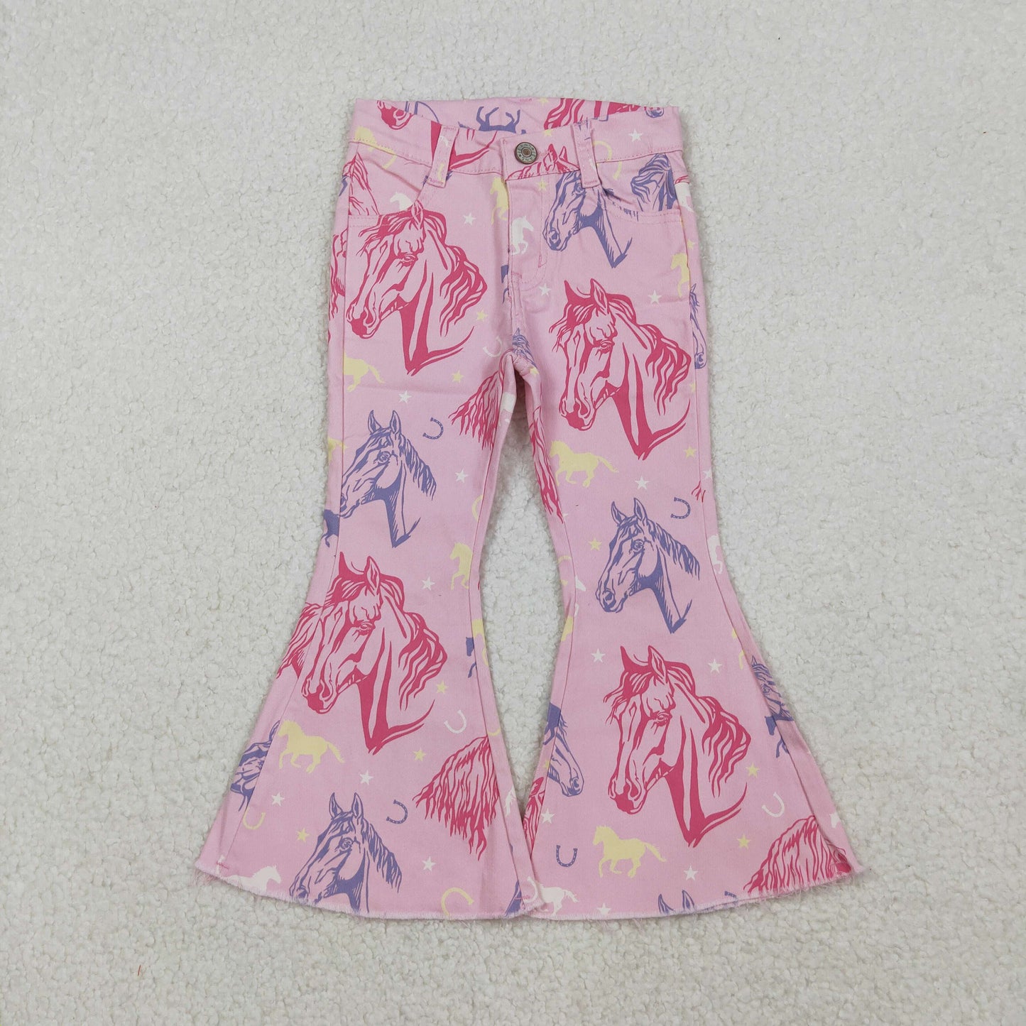 P0431 Horse pink denim pants girls jeans