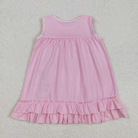 embroidery GSD1671 Easter Bunny Rabbit Pink Sleeveless Girls Dress