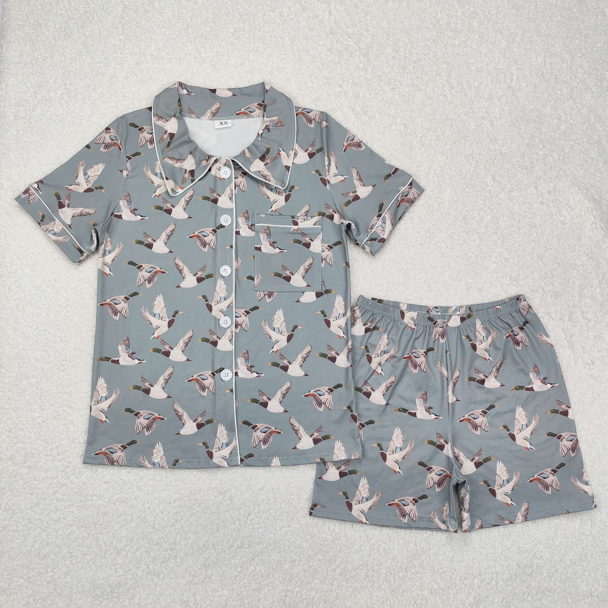 BSSO1046 hunting season mallard duck green short sleeve shorts adult man pajamas