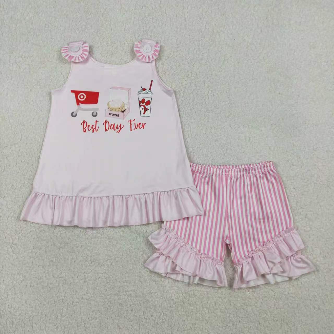 Best Day Ever Pink Girls Set/Romper Sibling Clothes RTS