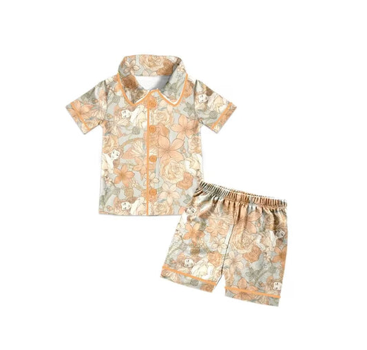 Custom S 8.2 Flowers short sleeve short kids pajamas please order before 15th August