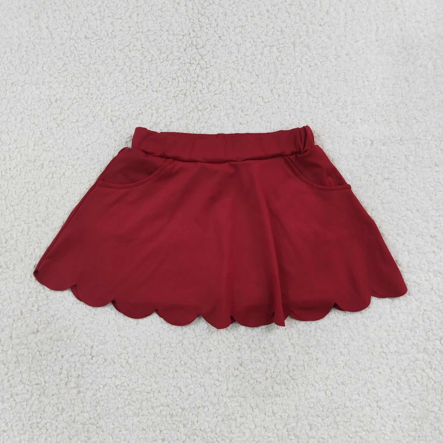 GLK0304 Scallop Yoga Maroon Skorts Girls Skirt