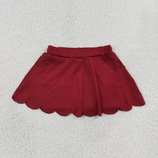 GLK0304 Scallop Yoga Maroon Skorts Girls Skirt