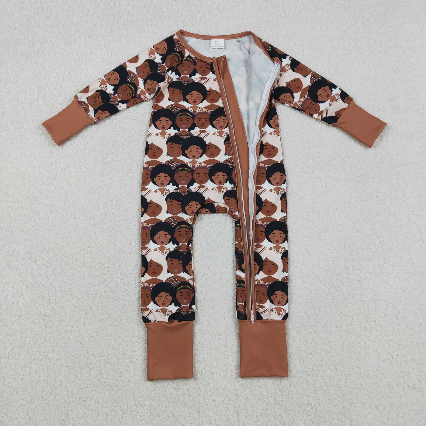 LR2748 black history brown long sleeve zipper boys romper