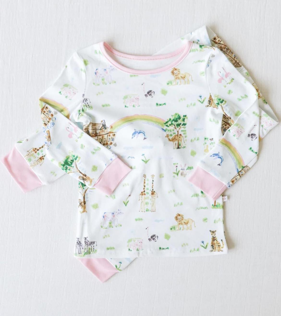 custom Farm animals rainbow pink long sleeve pants girls pajamas