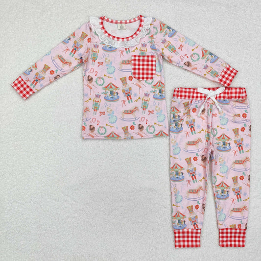 bamboo GLP1271 The Nutcracker Christmas dance girl pink long sleeve pants girls pajamas