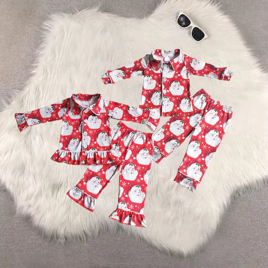 Christmas red Santa pajamas RTS sibling clothes