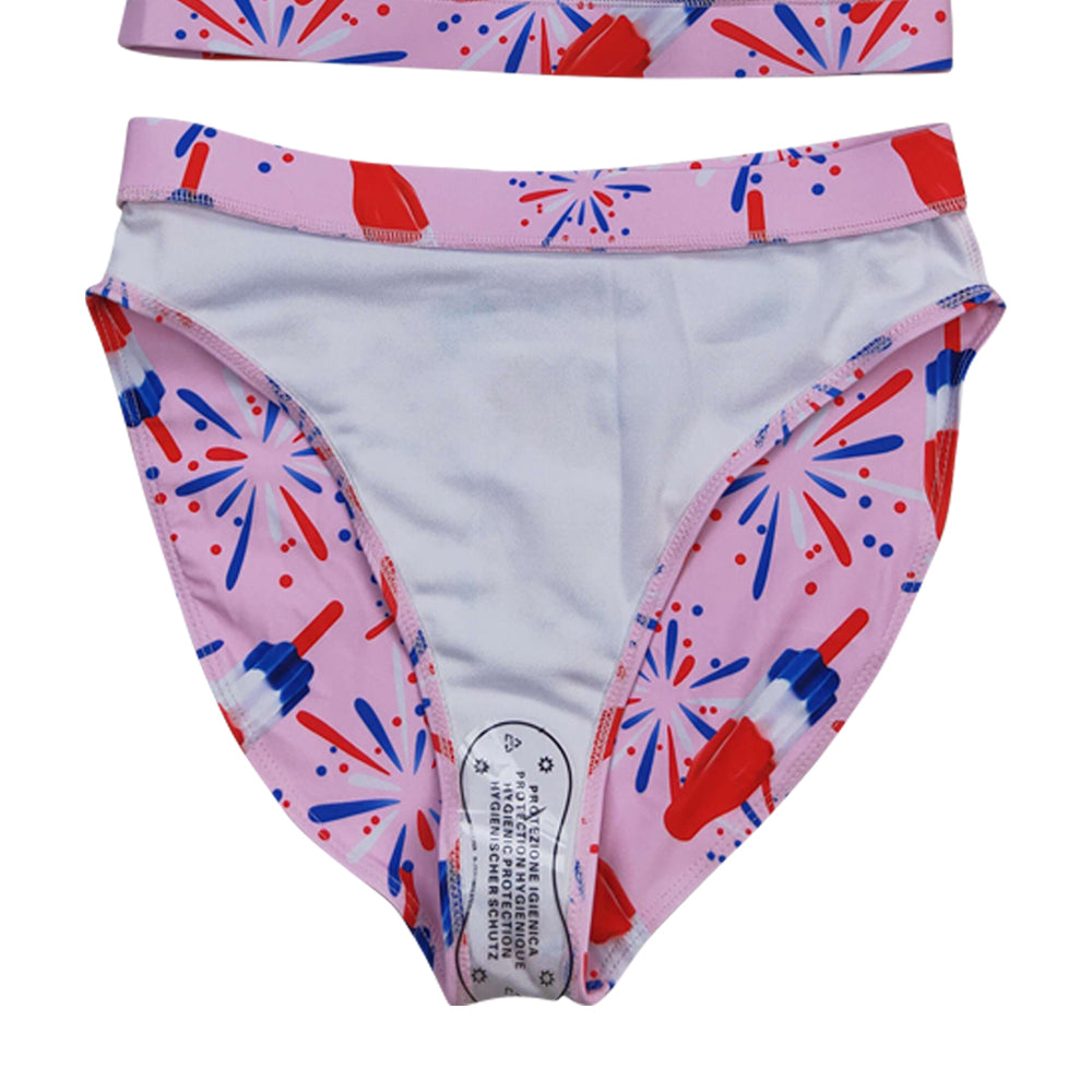 S0334 July 4th ice firework pink adult swimsuits