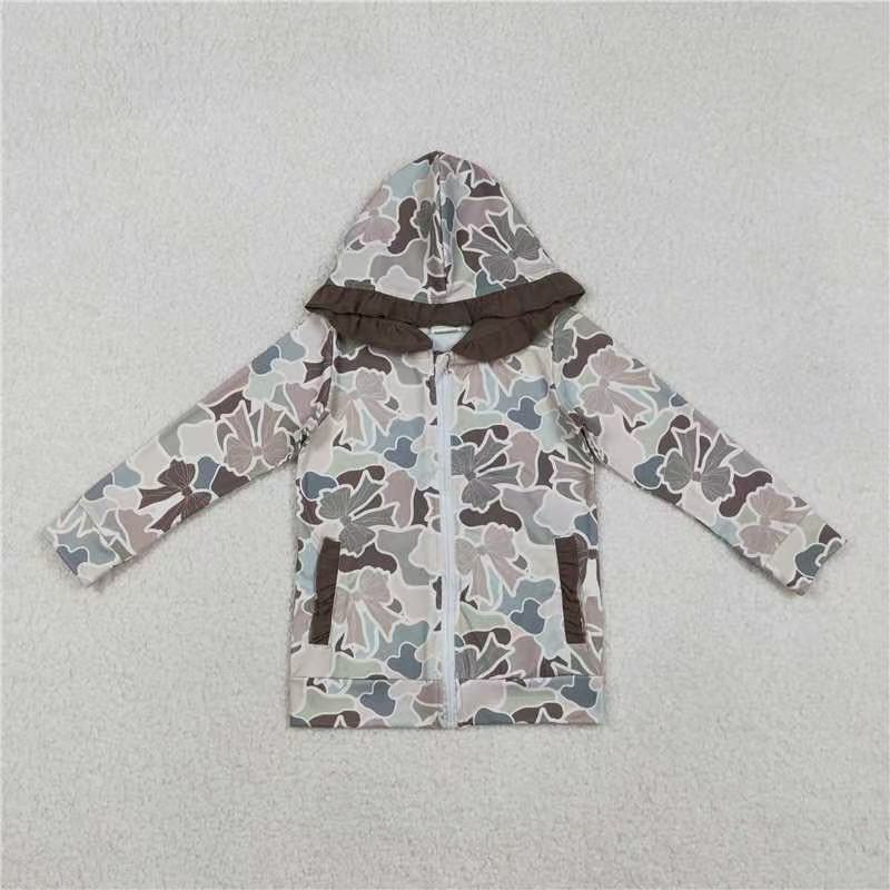 GT1263 hunting camo dog deer mallard duck hoodie zipper long sleeve girls coat