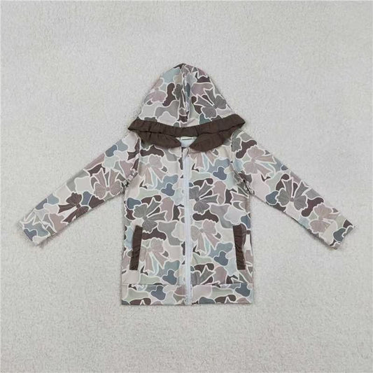 GT1263 hunting camo dog deer mallard duck hoodie zipper long sleeve girls coat