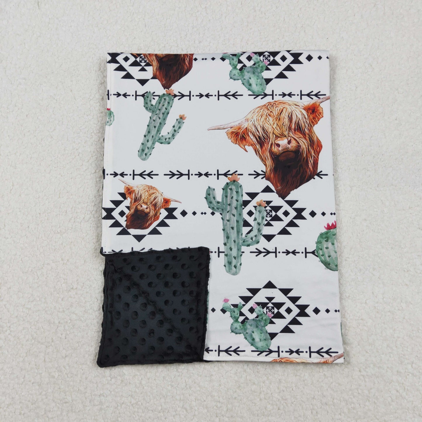 BL0152 Western highland cow Aztec baby blanket