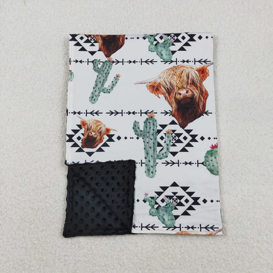 BL0152 Western highland cow Aztec baby blanket