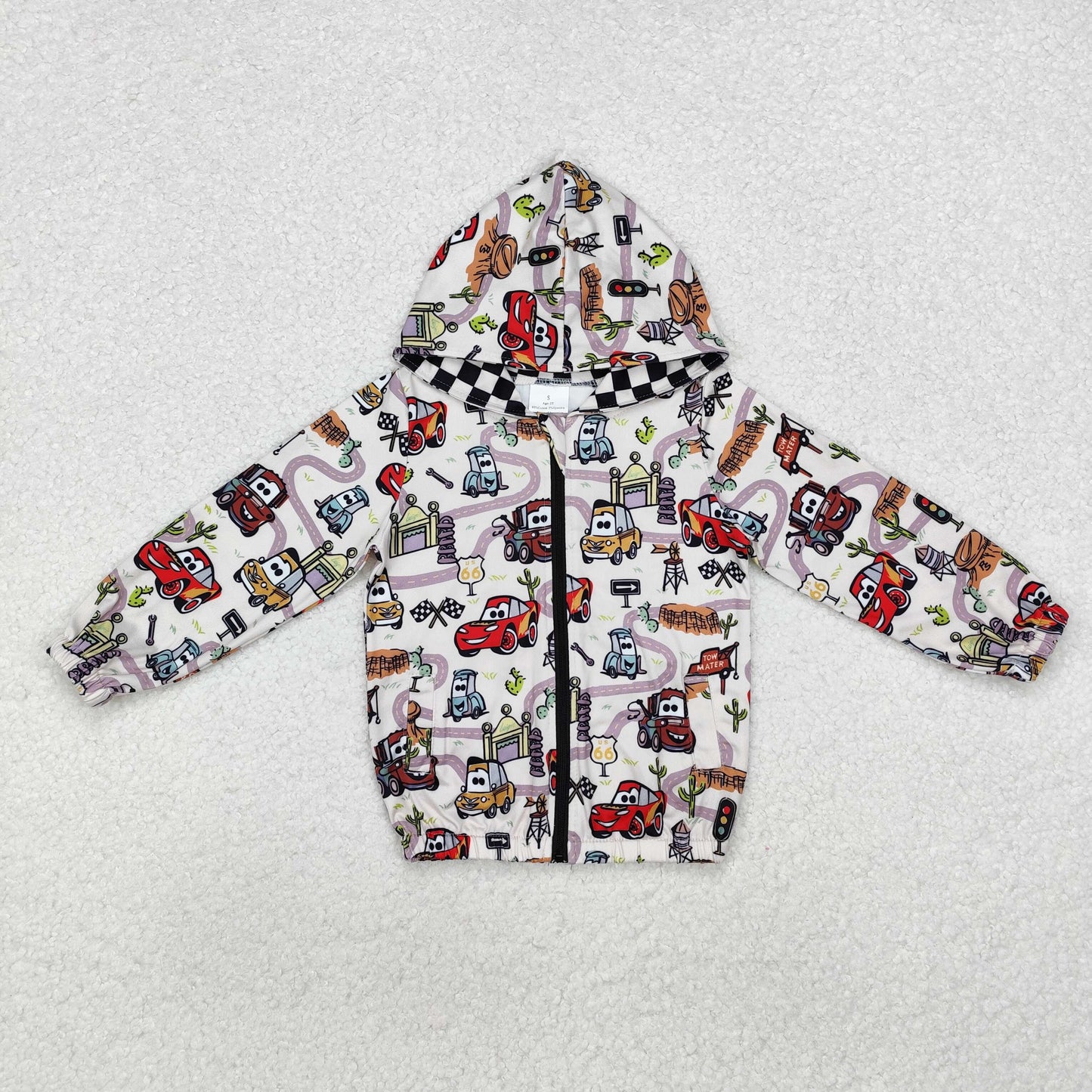 BT0889 Western cartoon car zipper hoodie long sleeve boys coat