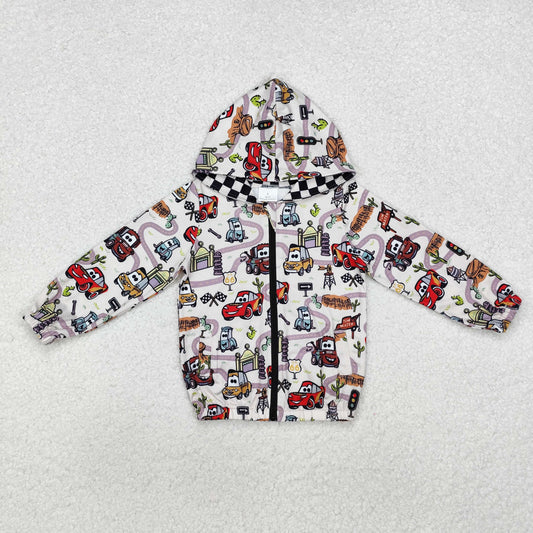 BT0889 Western cartoon car zipper hoodie long sleeve boys coat