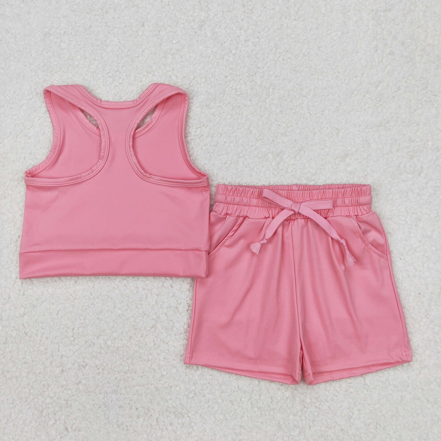 GSSO2130 yoga pink vest shorts girls set