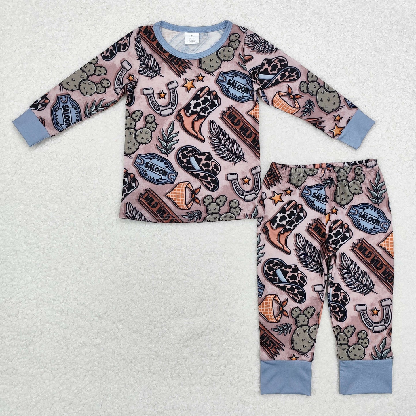 bamboo BLP0878 Western cactus hat Wild long sleeve pants boys pajamas