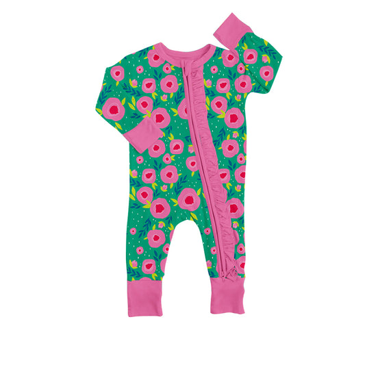 custom S 9.2 Flowers green kids romper